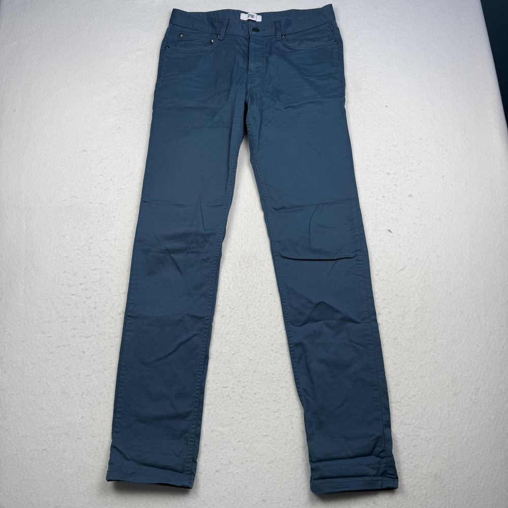 Spoke Fives Pants Mens 32x33 Blue Chino Slim Tapered Casual Travel 5 Pocket